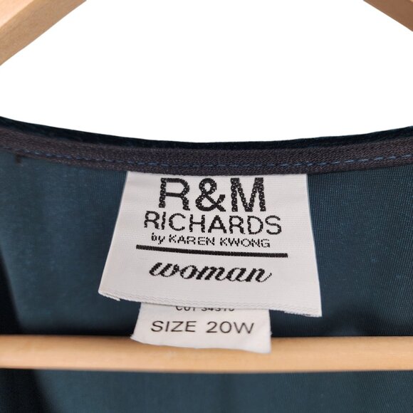 R&M Richards Womans Kimono Cardigan Size 20W Blue Floral Velvet Semi Sheer Sleev - Picture 4 of 6